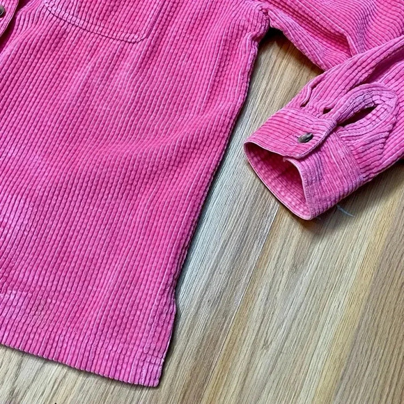 XS 1990s OVERSIZED L.L. Bean Salmon Corduroy Button Up Shirt Jacket - Picture 4 of 10